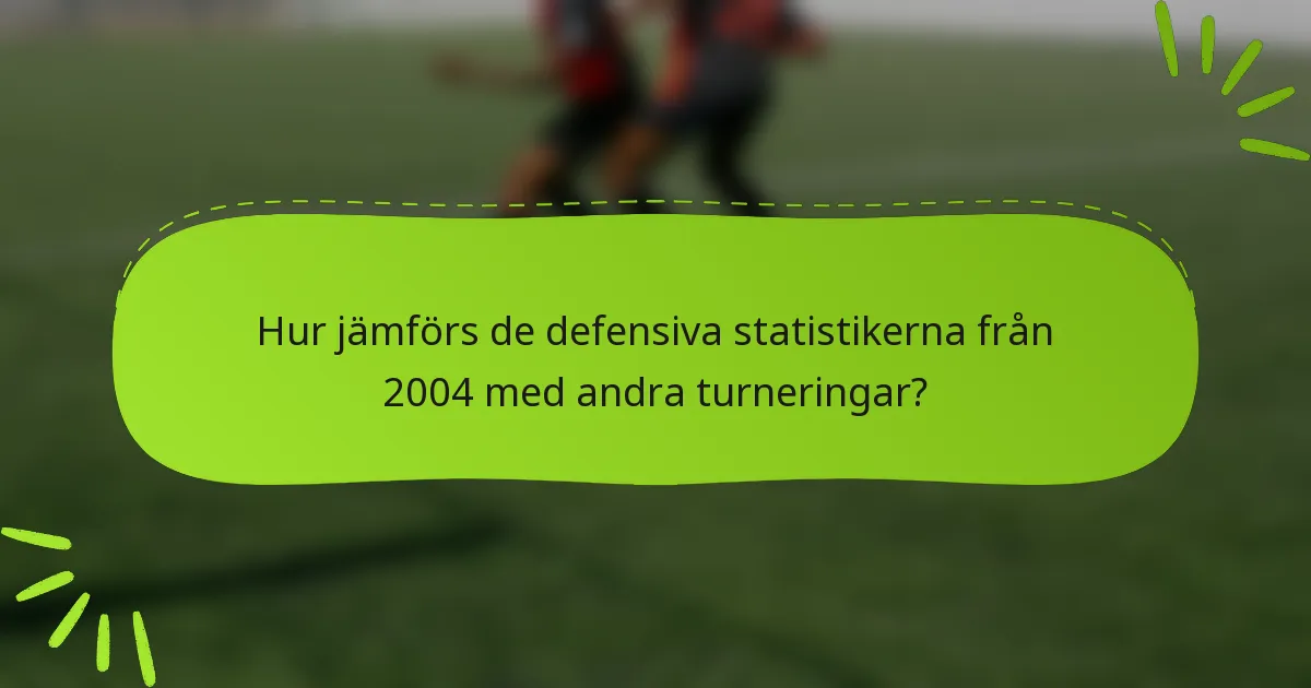 Hur jämförs de defensiva statistikerna från 2004 med andra turneringar?