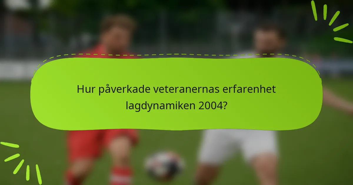 Hur påverkade veteranernas erfarenhet lagdynamiken 2004?