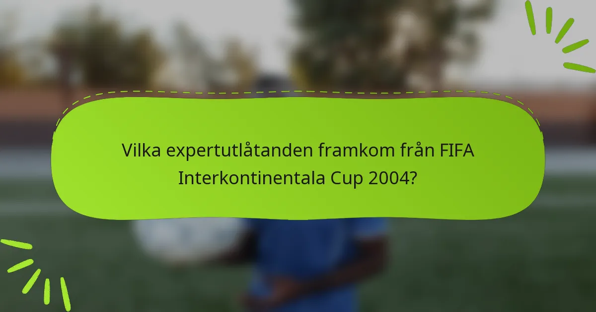 Vilka expertutlåtanden framkom från FIFA Interkontinentala Cup 2004?