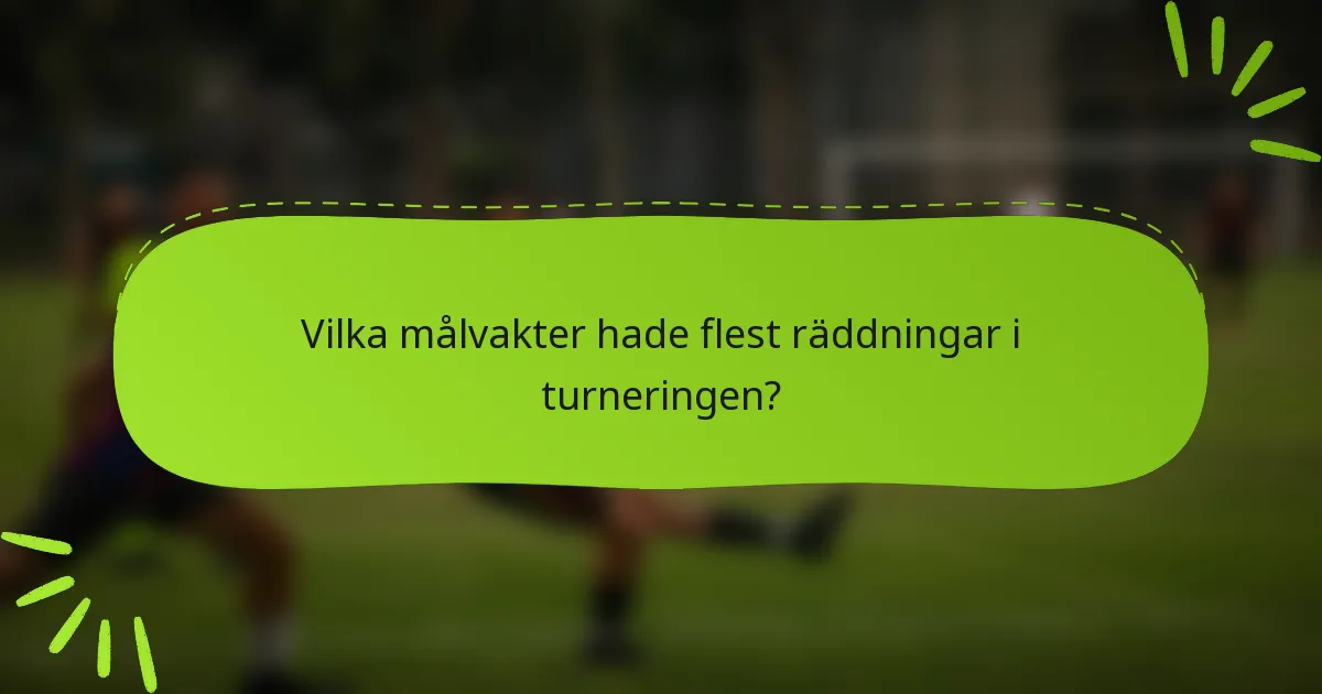 Vilka målvakter hade flest räddningar i turneringen?