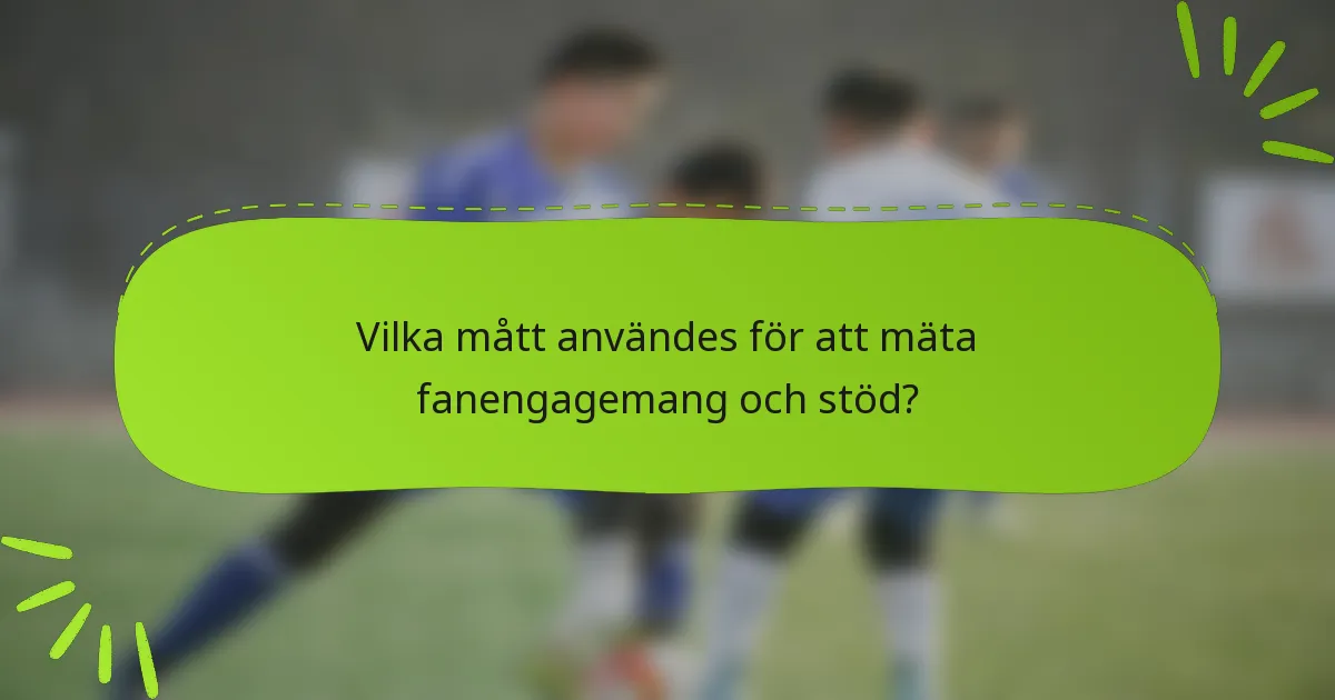 Vilka mått användes för att mäta fanengagemang och stöd?