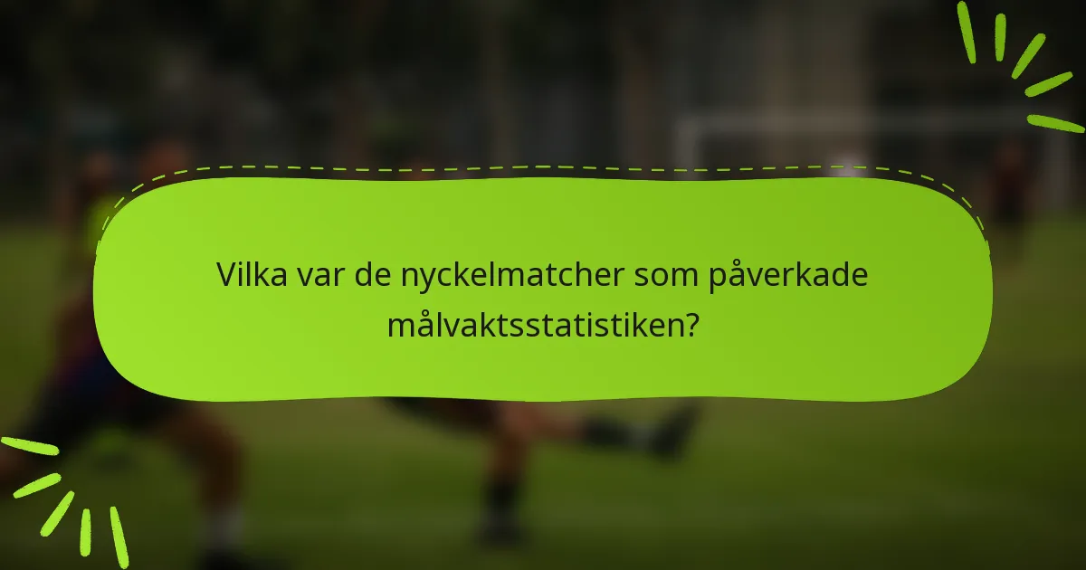 Vilka var de nyckelmatcher som påverkade målvaktsstatistiken?